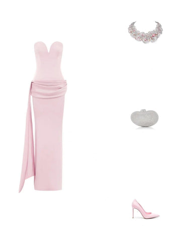 Niulatu Pink Sheath Evening Gowns Satin Sweetheart Formal Sweet Graduation Prom Outfit HZ1031